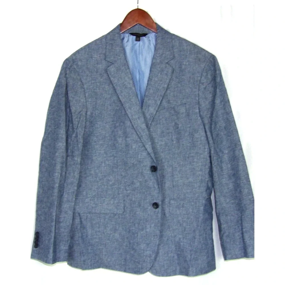 Banana Republic 2 Button Linen/Cotton Blue Blazer Men's 42 Short Standard Fit